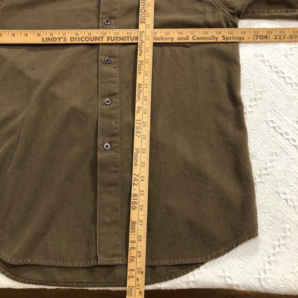 VTG Y2K IZOD Jeans 100% Cotton Button Up Shirt Olive Twill S Minimalist Preppy - Picture 10 of 10